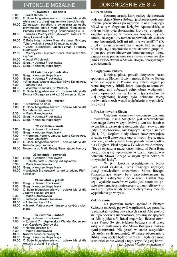 Intencje Mszy �wi�tych